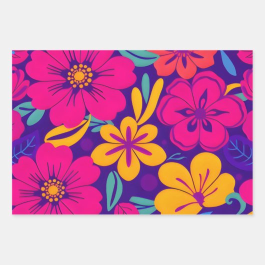 Kleurrijke Blooms-Dopamine Style-Retro bloemen Inpakpapier Vel (Voorkant 2)