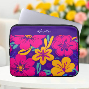Kleurrijke Blooms-Dopamine Style-Retro bloemen Laptop Sleeve