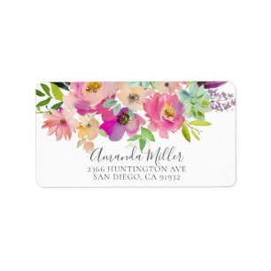 Kleurrijke Blooms Floral retour adreslabel Etiket