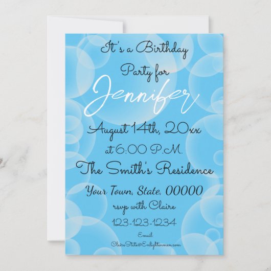 Kleurrijke Blue Bubble Blast Birthday Kaart (Voorkant)