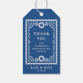 Kleurrijke Blue Papel Picado bruiloft gunst Label Cadeaulabel (Achterkant)