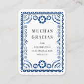 Kleurrijke Blue Papel Picado bruiloft gunst Label Informatiekaartje (Voorkant)