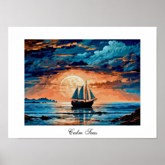 Kleurrijke boeiende nautische oude schip poster