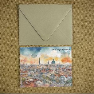 Kleurrijke Boekarest Roemenië Waterverf City Uitzi Briefkaart