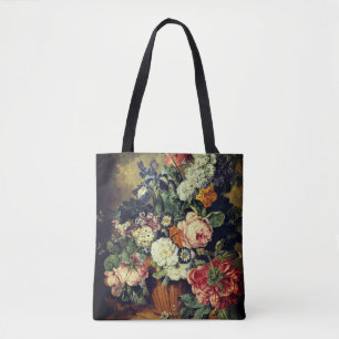 Kleurrijke boeket van bloemen in vintage stijl draagtas