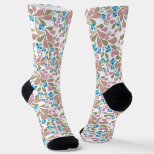 Kleurrijke boeketten retro bloemen op wit sokken