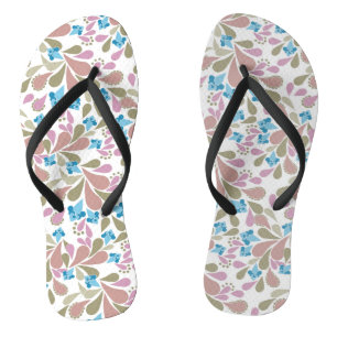 Kleurrijke boeketten retro bloemen op wit teenslippers