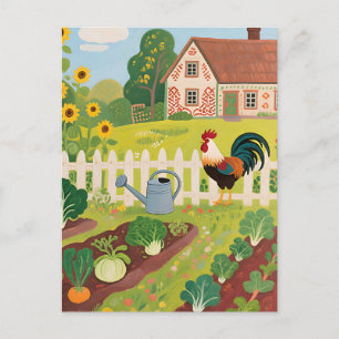 Kleurrijke Boerderij Tuin Haan Briefkaart