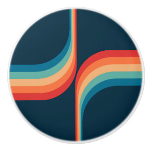 Kleurrijke bogen in retro-stijl keramische knop