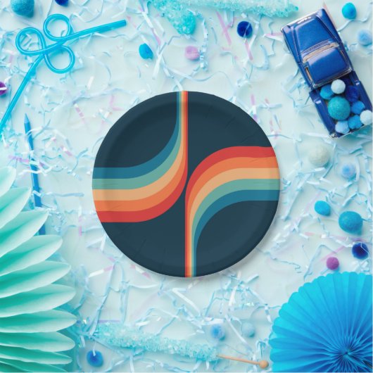 Kleurrijke bogen in retro-stijl papieren bordje (Feest)