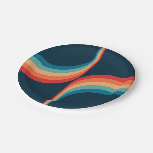 Kleurrijke bogen in retro-stijl papieren bordje (Gekanteld)