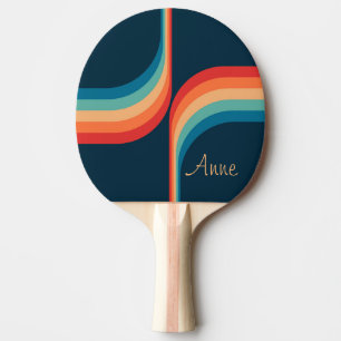 Kleurrijke bogen in retro-stijl tafeltennisbatje