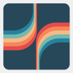 Kleurrijke bogen in retro-stijl vierkante sticker
