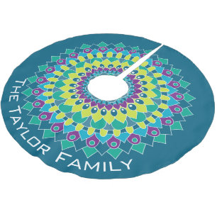 Kleurrijke Boheemse Bloem met blauw en groen Kerstboom Rok