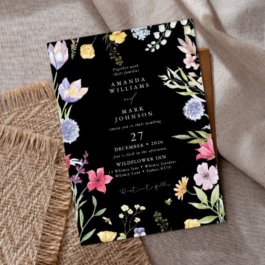 Kleurrijke Boheemse lente botanische tuin bruiloft Kaart