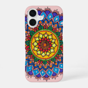 Kleurrijke Boheemse Mandala Bloem iPhone 16 Hoesje