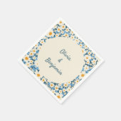 Kleurrijke Boho Blauw Wit Bloemen Aangepaste Bruil Servet (Hoek)