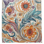 Kleurrijke Boho bloem thema douchegordijn (Voorkant)