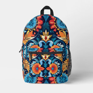 Kleurrijke Boho Floral Elegance: Levendige Mandala Bedrukte Rugzak