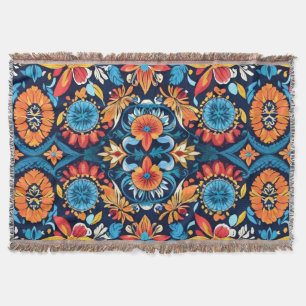 Kleurrijke Boho Floral Elegance: Levendige Mandala Deken