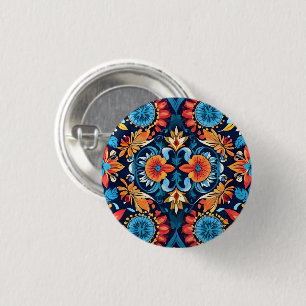 Kleurrijke Boho Floral Elegance: Levendige Mandala Ronde Button 3,2 Cm