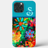 Kleurrijke Boho Floral Monogram Naam Inspirivity Case-Mate iPhone Case (Achterkant)