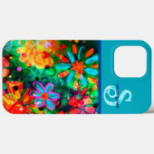 Kleurrijke Boho Floral Monogram Naam Inspirivity Case-Mate iPhone Case (Achterkant (horizontaal))