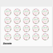 Kleurrijke boho folklore bloemen rond lijst bruilo ronde sticker (Vel)