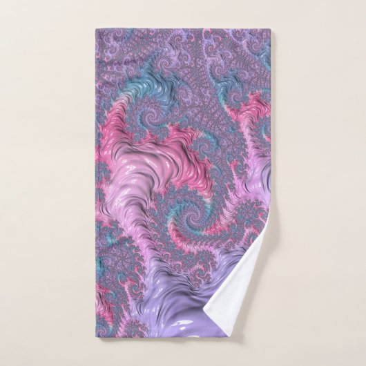 Kleurrijke Boho Hippie Groovy Trippy Pastel Fracta Bad Handdoek (Handdoek)