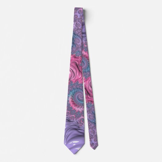 Kleurrijke Boho Hippie Groovy Trippy Pastel Fracta Stropdas (Voorkant)