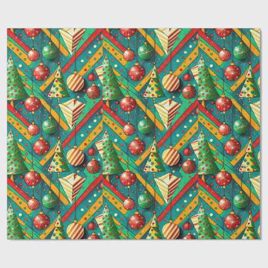 Kleurrijke Boho Kerst Cadeaupapier (Vlak)