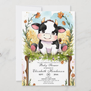Kleurrijke Boho Koe Baby shower Kaart