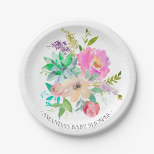 Kleurrijke Boho Lavendel Flowers Shower 7" Bord