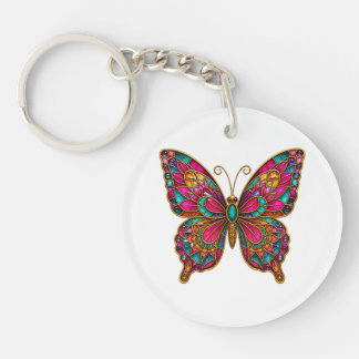 Kleurrijke Boho Mandala Vlinder Acryl Sleutelhange Sleutelhanger
