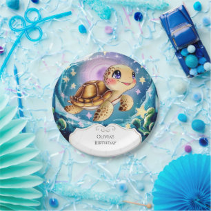 Kleurrijke Boho onderwater schildpad verjaardag Papieren Bordje