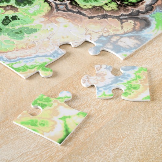 Kleurrijke Boho Pastel Fractal Marmer Abstracte ku Legpuzzel (Zijkant)