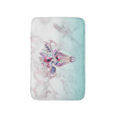 Kleurrijke Boho schedel & Bloemen Over Marmer Ombr Badmat (Voorkant Verticaal)