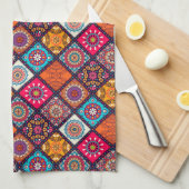 kleurrijke boho - stijl theedoek (Quarter Fold)