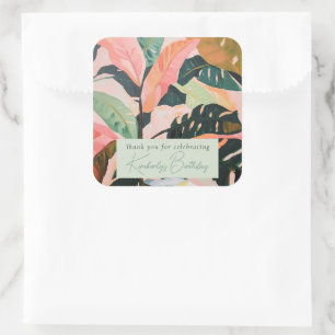 Kleurrijke Boho Tropical Palm Verjaardagsfeest Vierkante Sticker