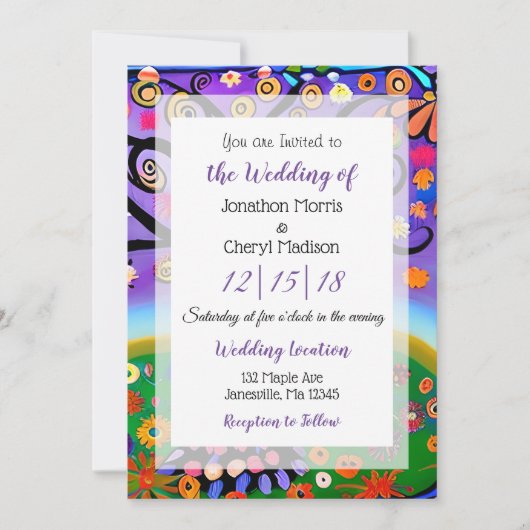  Kleurrijke Boho Whimsical Tree Bruiloft Kaart (Voorkant)