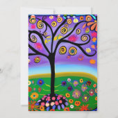  Kleurrijke Boho Whimsical Tree Bruiloft Kaart (Achterkant)