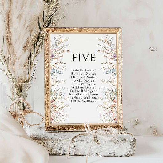 Kleurrijke Boho Wilde Bloem Bruiloft Tafel Nummers Kaart