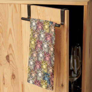 Kleurrijke Boho Woodland Uil Patroon Theedoek