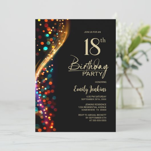 Kleurrijke Bokeh 18e verjaardagsfeest Kaart (Staand voorkant)
