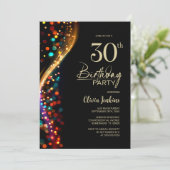 Kleurrijke Bokeh 30e verjaardagsfeestje Kaart (Staand voorkant)