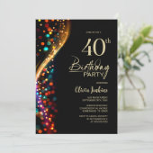 Kleurrijke Bokeh 40e verjaardagsfeestje Kaart (Staand voorkant)