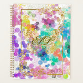 Kleurrijke Bokeh Abstract Goud Lijst & Vlinder Planner (Voorkant)