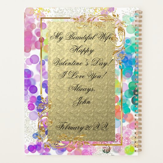 Kleurrijke Bokeh Abstract Goud Lijst & Vlinder Planner (Achterkant)