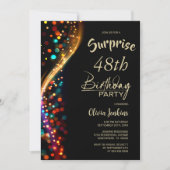 Kleurrijke Bokeh Any Age Surprise Verjaardagsfeest Kaart (Voorkant)