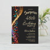 Kleurrijke Bokeh Any Age Surprise Verjaardagsfeest Kaart (Staand voorkant)